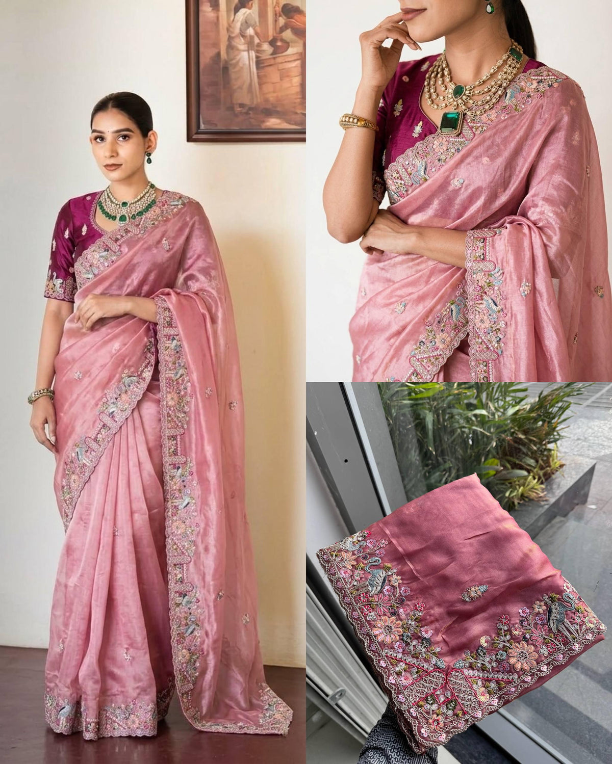 VL-15-PARTY WEAR TISSUE SILK SAREE