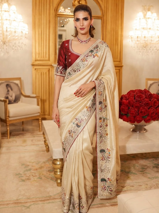 PARTY WEAR SAREE -KANJIWARAM SILK WORK