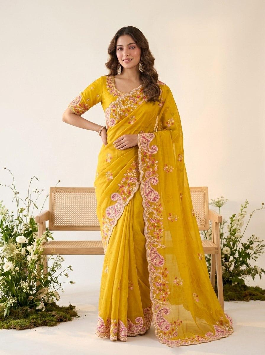 HALDI & MEHENDI -SPACE SILK FESTIVE WEAR SAREE