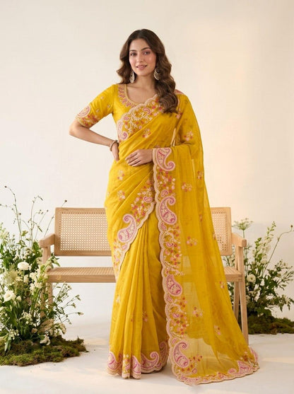 HALDI & MEHENDI -SPACE SILK FESTIVE WEAR SAREE