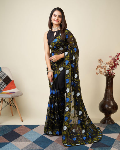 VL06-FOX GEORGETTE KASHMIRI WORK SAREE