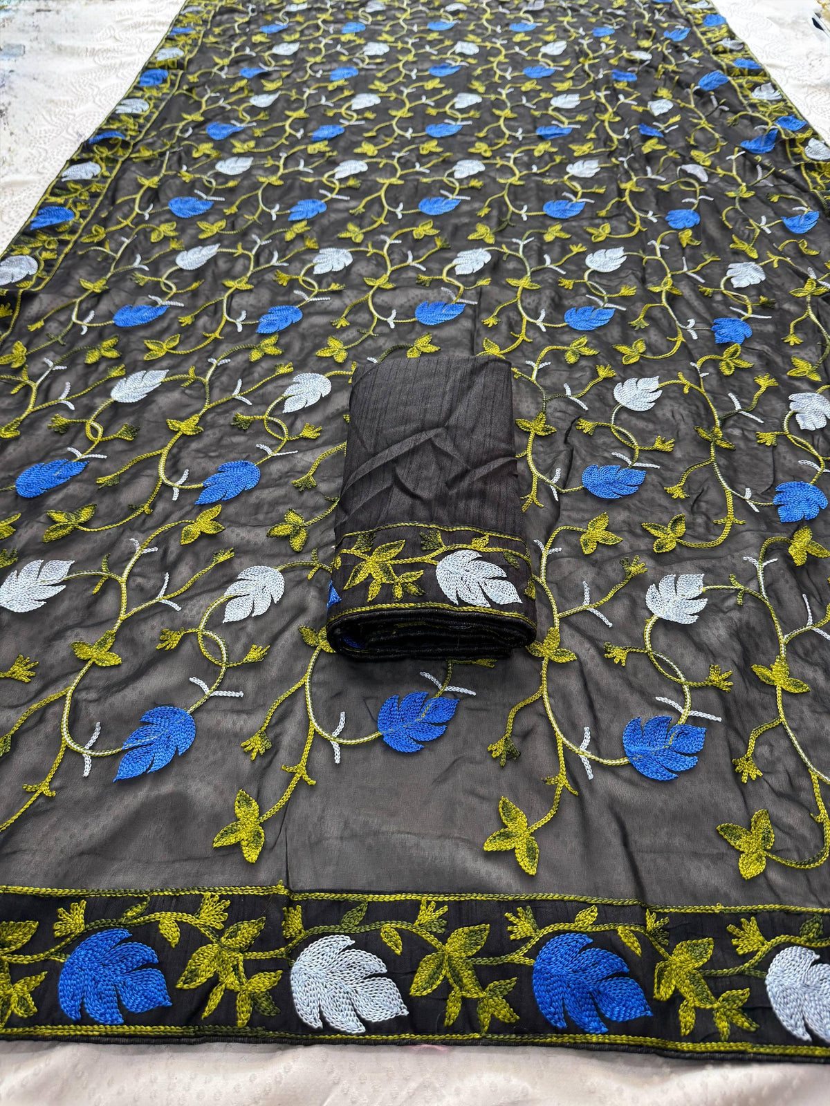 VL06-FOX GEORGETTE KASHMIRI WORK SAREE