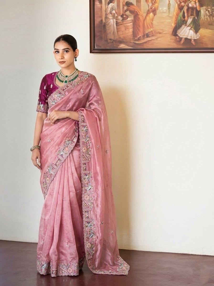 VL-15-PARTY WEAR TISSUE SILK SAREE