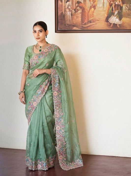VL-13 PARTY WEAR TISSUE SILK SAREE