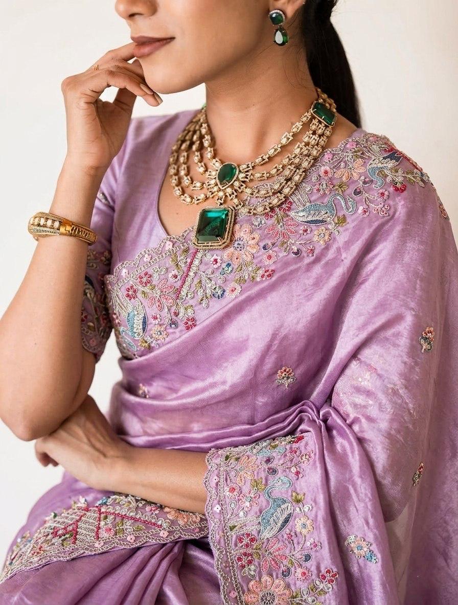 VL-14- PARTY WEAR TISSUE SILK SAREE