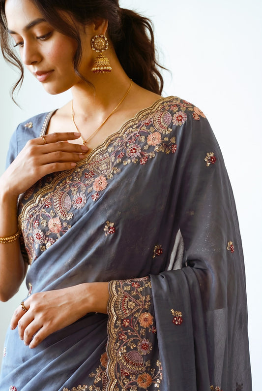 VL10- MOS CHIFFON FESTIVE WEAR SAREE