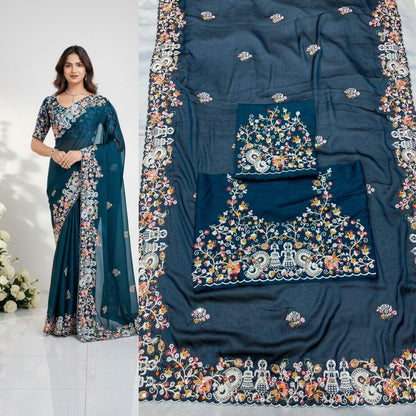 FESTIVE WEAR SAREE-RANGOLI SILK DYED WITH BORDER & BLOUSE WORK