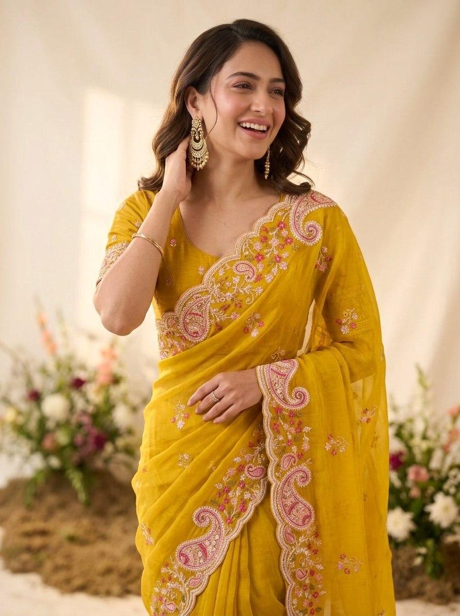 HALDI & MEHENDI -SPACE SILK FESTIVE WEAR SAREE