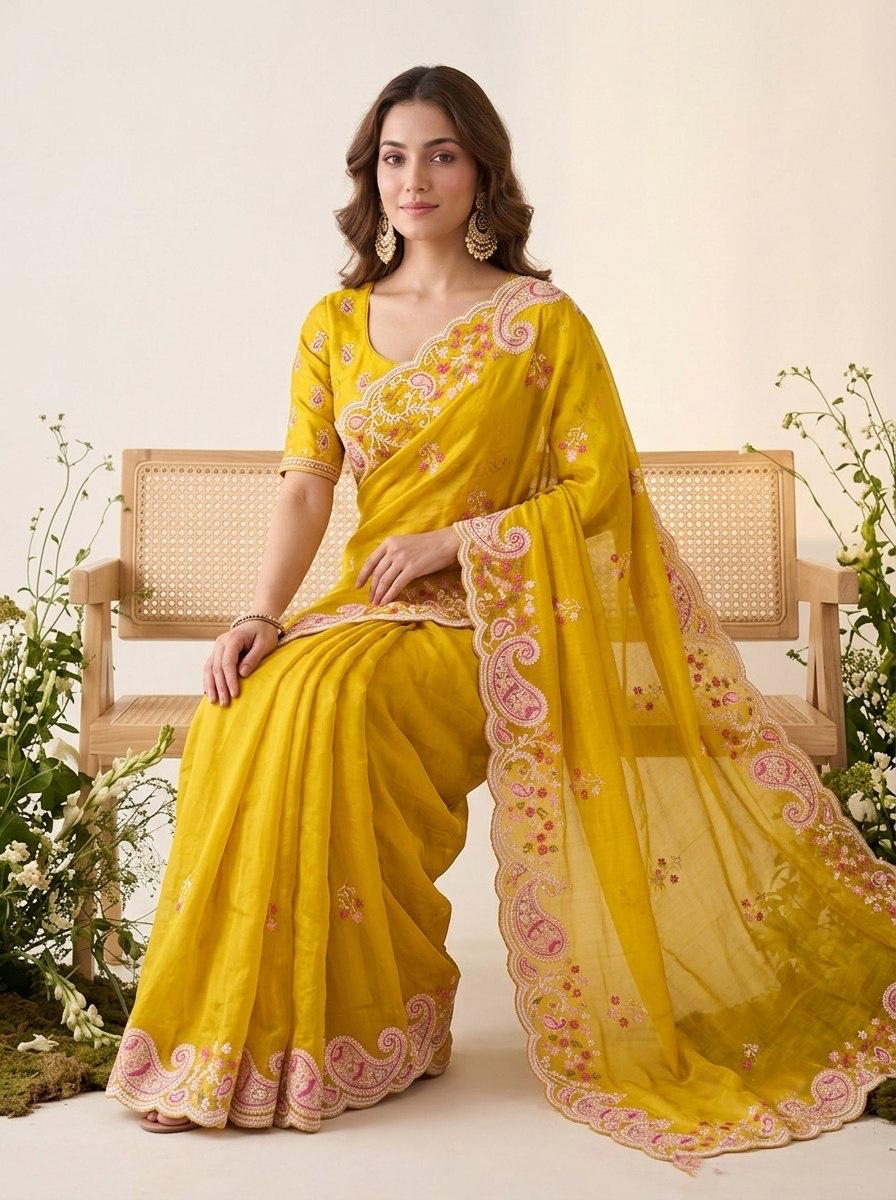 HALDI & MEHENDI -SPACE SILK FESTIVE WEAR SAREE