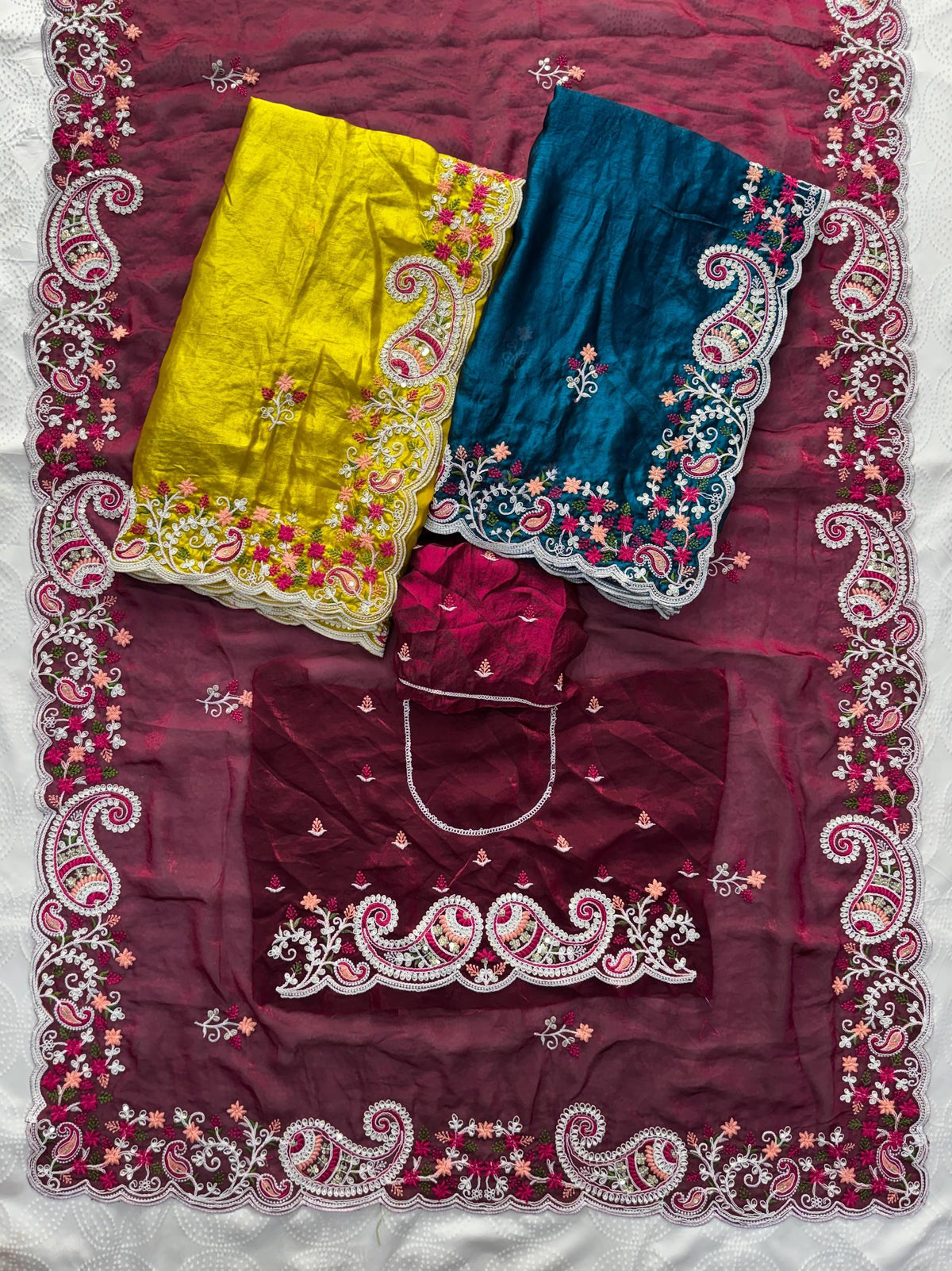 FESTIVE WEAR -SYNTHETIC DYED WORK SPACE SILK SAREE