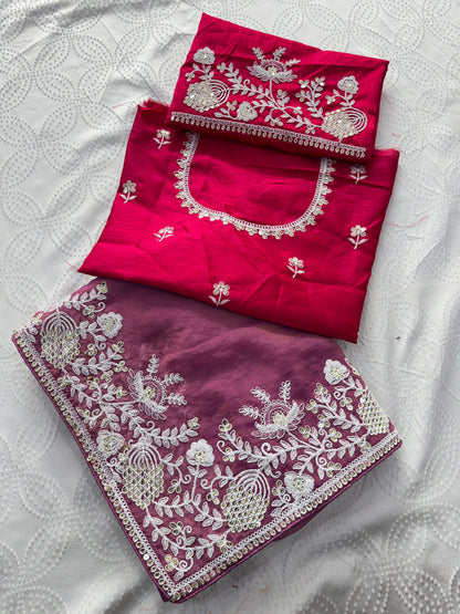 VL07-* PARTY WEAR GABANA SILK SAREE