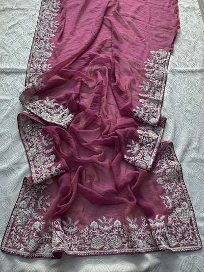 VL07-* PARTY WEAR GABANA SILK SAREE