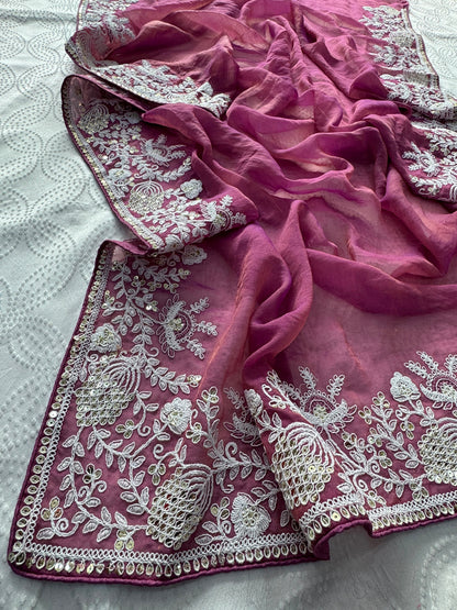 VL07-* PARTY WEAR GABANA SILK SAREE
