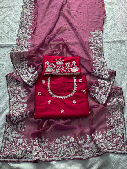 VL07-* PARTY WEAR GABANA SILK SAREE