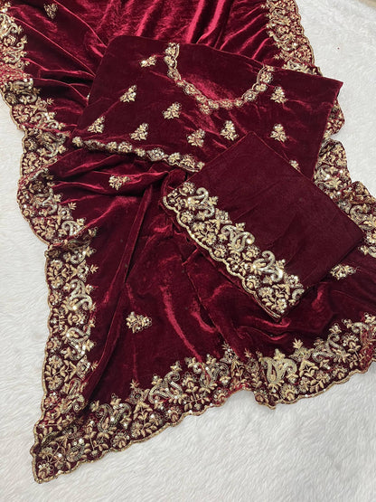BT04-VELVET DESIGNER SAREE
