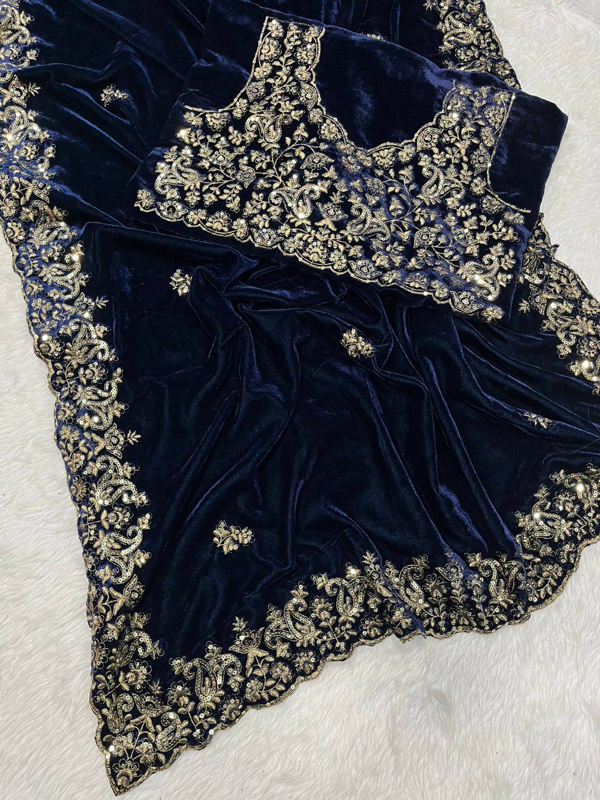 BT05- VELVET DESIGNER SAREE