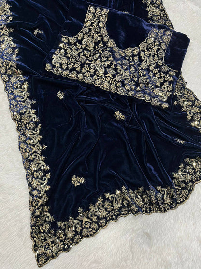 BT05- VELVET DESIGNER SAREE