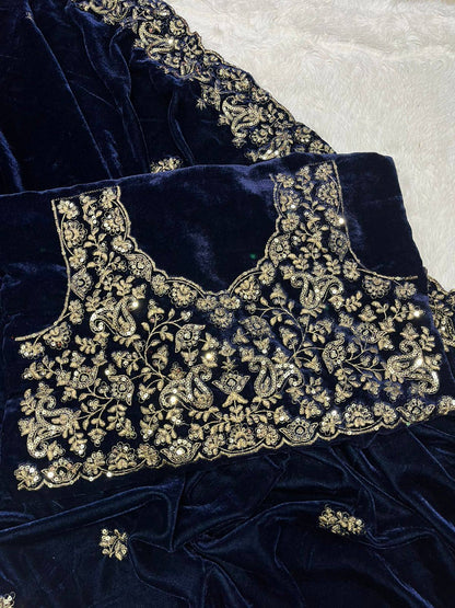 BT05- VELVET DESIGNER SAREE