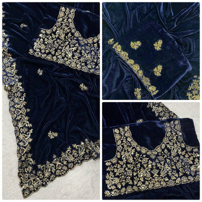 BT05- VELVET DESIGNER SAREE