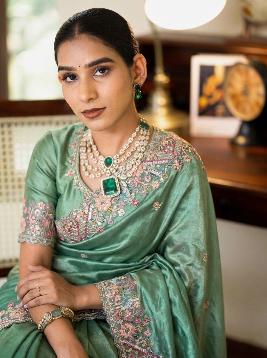 VL-13 PARTY WEAR TISSUE SILK SAREE