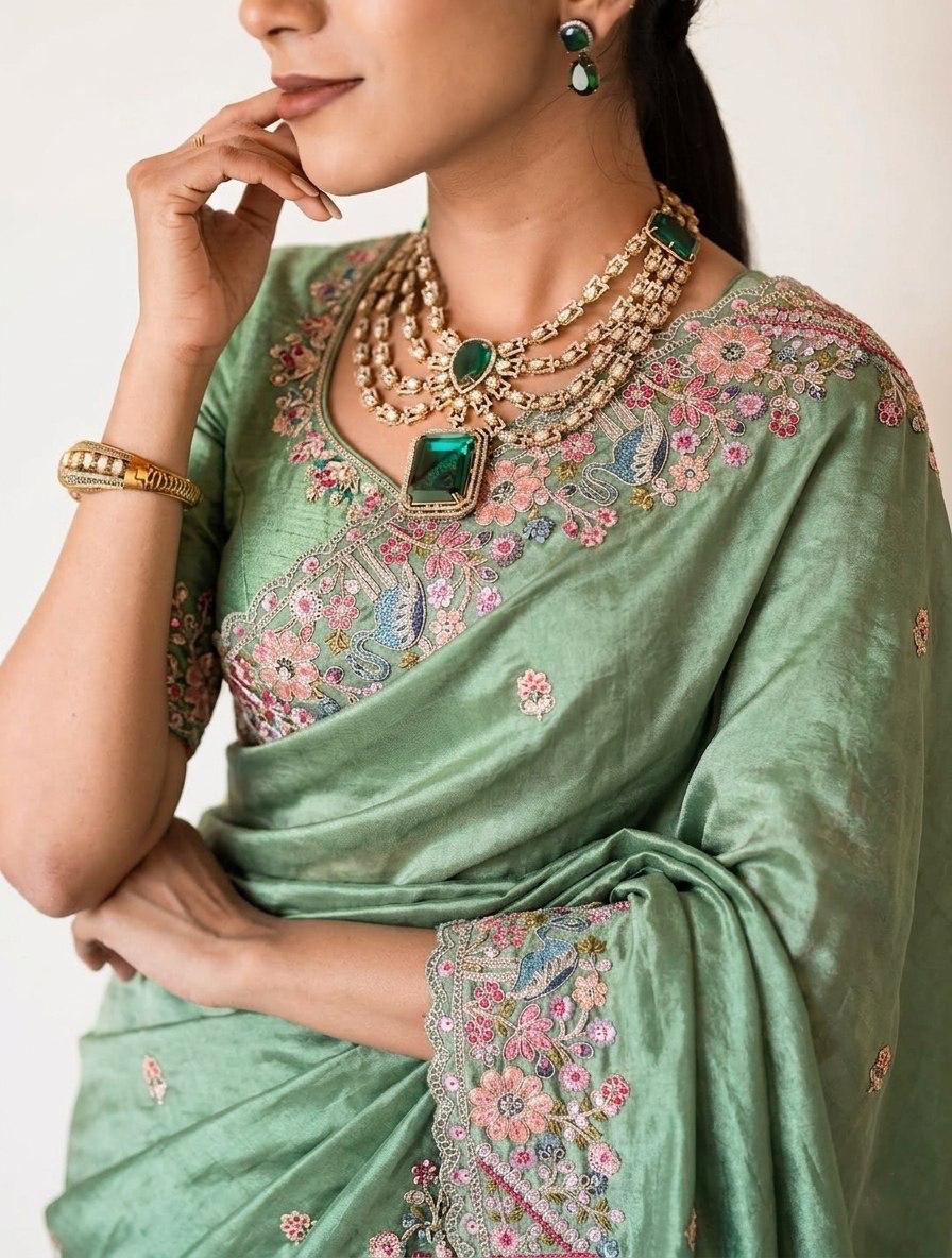 VL-13 PARTY WEAR TISSUE SILK SAREE