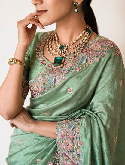VL-13 PARTY WEAR TISSUE SILK SAREE