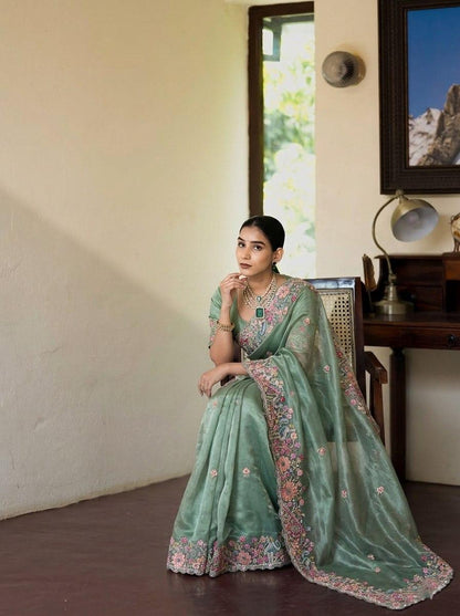 VL-13 PARTY WEAR TISSUE SILK SAREE