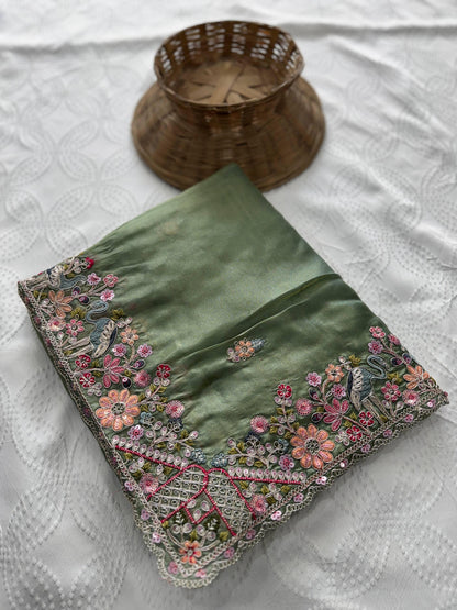 VL-13 PARTY WEAR TISSUE SILK SAREE