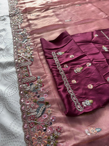 VL-15-PARTY WEAR TISSUE SILK SAREE
