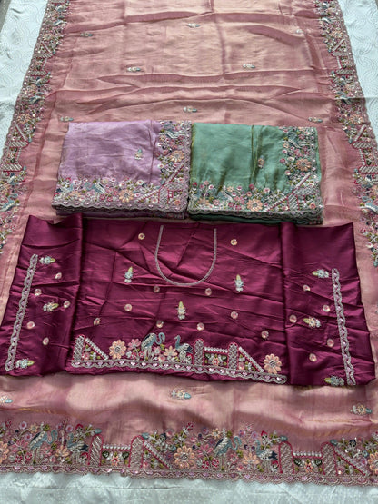 VL-15-PARTY WEAR TISSUE SILK SAREE