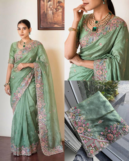 VL-13 PARTY WEAR TISSUE SILK SAREE