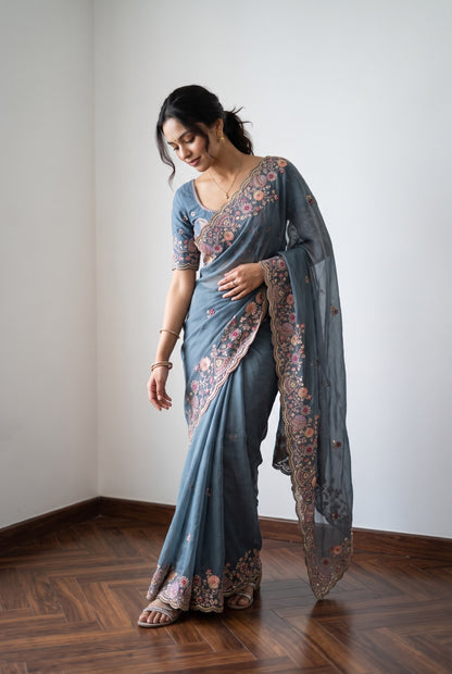 VL10- MOS CHIFFON FESTIVE WEAR SAREE